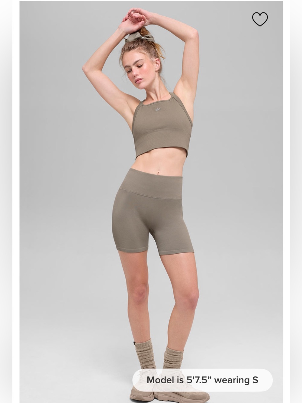 (NWT) ALO 5" seamless ribbed favorite short in olive tree color